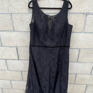 Let’s, Black Lace, Sleeveless Floor length Dress, Size: 4XL
